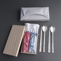 꽃길거북 칠보 특 은수저 2벌 80% 부부 커플 혼수 예단 신혼 은혼식 부모님 생신 고급 은수저 선물, 실버보자기+인쇄