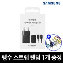 삼성정품 고속 유선 무선 충전기 어댑터 패드 갤럭시 S22 울트라 플러스 Z플립3 Z폴드3 S21 S20, 삼성15W CtoC타입 충전기 블랙_세트+펭수스트랩