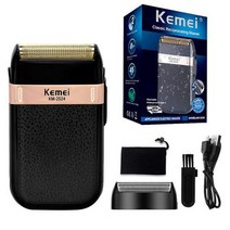 Kemei 남성용 전기 면도기 방수 왕복 호일 정밀 수염 트리머 트윈 블레이드 USB 충전식 자루 포함, 오순절 상자