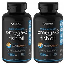 Sports Research 미국직배송 스포츠리서치 트리플 피쉬오일 1250mg 오메가3 DHA EPA 180정 정품, 2병