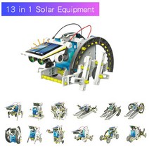 솔라 로봇 13 1 컨버터블 키트 교육 장난감 DIY 로보틱스 어린이 태양 광 발전 빌딩 완구, [01] 13 in 1
