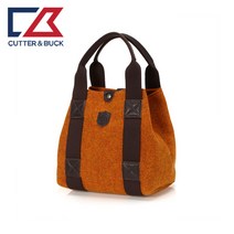 커터앤벅 여성 이태리 Bonfanti 소가죽 배색 모직 파우치 토드백 1218421750 OG, ORANGE