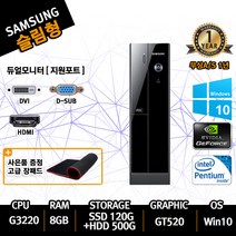 삼성 컴퓨터 데스크탑 슬림 신품SSD 사무용 가정용 게임용 지포스그래픽 HDMI지원 윈도우10, 04슬림 G3220/8g/120+500/GT520