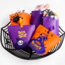 다파요 3매+리본세트 할로윈 쿠키 캔디 사탕 초콜릿 선물 포장 상자 답례품 소품 박스, 퍼플3매+오렌지리본