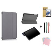 갤럭시탭A7 10.4 SM-T500 T505 북커버 케이스+9H강화유리필름, 그레이+9H강화유리필름