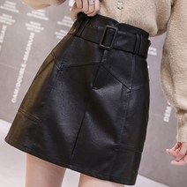 [랜덤플레이] 벨트 세트 H라인 가죽 미니스커트