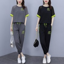 티티웍스 레터링 데일리 배색 쿨 냉감 조거 반팔 트레이닝복 상하세트 [당일출고]