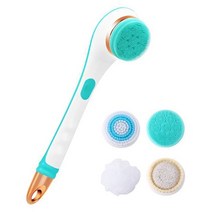 바디솔 등밀이기계 전동 바디브러쉬 실리콘 USB 충전식 스킨 각질 제거 롱 핸들 2 스피드 마사지 클리닝 백, 01 파란