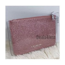 코치 파우치 백 드림 핑크 글리터 스파클 메이크업 토일렛트 화장품 케이스 투명 클러치 시그니처