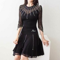 빛나는 이중 스커트 스포츠 댄스복 치마 플레어 밸리