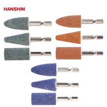한신 육각추지석 원통 삼각 포탄형 원뿔 낱개 드릴용 사포 연마 샌딩 숫돌 그라인더날, 녹색 #60 원통