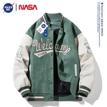 NASA 남성 커플 봄 가을 야구 점퍼 미국 빈티지 자켓 스웨이드 항공 점퍼 남친룩