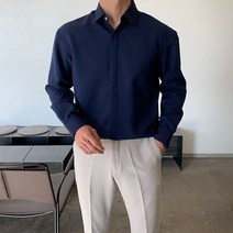 남성용 히든 링클프리 셔츠 구김없는 오버핏 와이셔츠 남방