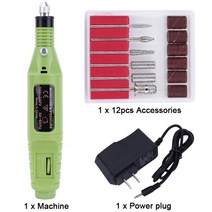 충전식 네일드릴 무선 충전식 미니 그라인더 무선 가변 속도 회전 공구 키트 드릴 조각사 펜 밀링 네, 04 green, 02 EU