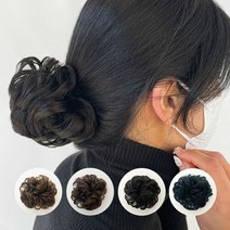 똥머리 가발 면접 승무원 머리 가채 곱창 당고머리 컬, 1컬머리-라이트브라운