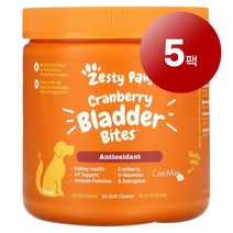 리암마켓 Zesty Paws 제스티 포우즈 강아지용 건강 관리 크랜베리 블래더 바이트 베이컨 맛 소프트 츄 90정 1팩, 5팩