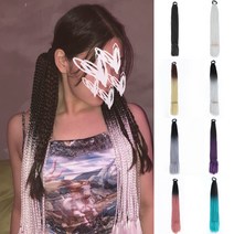 컬러 브레이드 헤어 피스 밴드 땋은 레게 머리 익스텐션 가발 브릿지 투톤 옴브레 페스티벌 파티, 2. 화이트