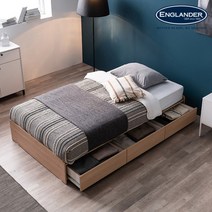 잉글랜더 세레나 헤드리스 3단 수납 침대 DB_DH 본넬스프링 서포트 매트-SS, 오크