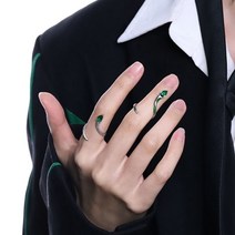뱀반지 행운 고딕 녹색 라인 석 지르콘 펑크 금속 손가락 파티 템