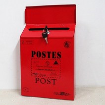 인테리어 예쁜 전원주택 택배함 스탠드 우편물 주택 디자인 엔틱 단독주택 야외 고급 미니 소리함 우편함 우체통 큰 편지 포스트 메일 상자 레트로 벽 키 금속 사서함으로 장착 주석, 레드3