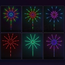 불꽃놀이 조명 156LED 불꽃 놀이 키트 음악 사운드 원격 제어 방 파티용, 단일옵션