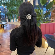 왕 리본핀 보석 헤어핀 큐빅 머리핀