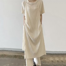 chic 미니멀 디자인 페이크 투피스 텍스처 트임 원피스+하이웨이스트 와이드 팬츠