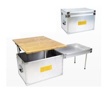 우드폴딩박스 접이식 캠핑 우드 박스 차박 캠핑용 경량 높이조절 가능 테이블 원목 우스어스, 545x365x375mm바퀴 없음