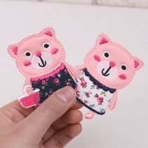 [펠트친구] 가방든핑크곰와펜/동물와펜/와펜꾸미기/예쁜와펜/소품, 네이비원피스