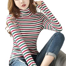 데이홀릭 컬러풀 골지 폴라 긴팔티