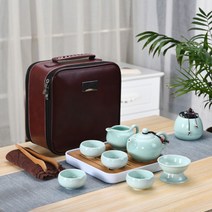 1인 다기 세트 여행용 휴대용 보이차 녹차 전통 찻잔 자사호 다도 대나무 차판 이효리, BK, 1개