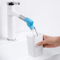 2WAY 실리콘 수도 꼭지 연장탭 수도꼭지연장 수도꼭지홀더 유아수도꼭지연장, 4개, 블루