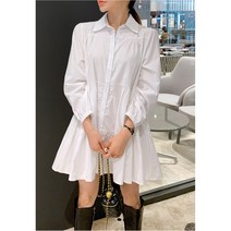 루즈핏 A라인 카라 캉캉 셔링 미니 원피스