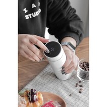 터치 온도 확인 스마트 LED 보온병 500ml 예쁜주방용품, 블랙