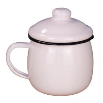 380ml 에나멜 머그 컵 Enamelware 차 컵 주스 컵 레스토랑 주방 다이닝 룸, 6cmx12cm, 분홍