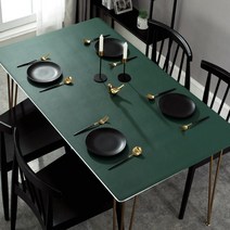 JINGHENG 식탁매트 캠핑 가죽 식탁보 단색 방수 기름방지 티테이블보 테이블패드, T01-가죽 식탁보 그린색, C10-90*140cm