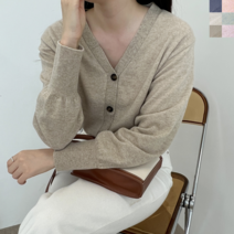 크롭가디건 여성 봄 원피스 무지 브이넥 V넥 카디건