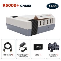 옛날오락기 레트로게임기 게임박스 117000 클래식 4k hd 디스플레이가 있는 ps1pspdcarcade tv 플레이어용 비디오 콘솔 슈퍼 콘솔 x 큐브, x-cube 128무선x2, 영국