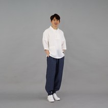 단아한 개량한복 생활한복 브이넥 반팔 상하의 세트