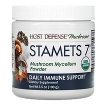 Fungi Perfecti Stamets 7 버섯균사체 파우더 데일리 이뮨 써포트 100g(3.5oz), 2병, 100g