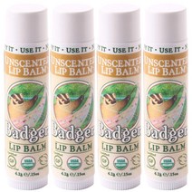 Badger 언센티드 립 밤 스틱 4.2g, 4개