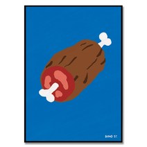 Bon appetit - 어릴때부터 꿈꾼 만화 고기 2 Bond St. 작가 귀여운 식당 카페 인테리어 음식 그림 액자, 매트 실버 알루미늄 프레임