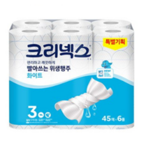크리넥스 빨아쓰는 위생행주 화이트 45매, 6개, 45개입