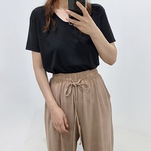 여자 여름 브이넥 면 반팔 티셔츠 9컬러 더사봄