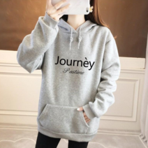 스타일아유 여성 기모 후드 맨투맨 JOURNEY 레터링 오버핏 긴팔티 티셔츠 루즈핏 맨투맨 후드티 11컬러 [노마진]