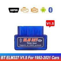 수공구 공구 세트 최신 ELM327 V1.5 OBD2 스캐너 블루투스 미니 ELM 327 자동 OBDII 자동차 진단 도구 안, 01 V1.5 For 1992-2021