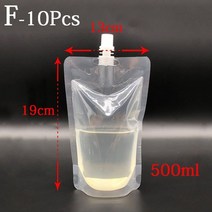 여름 패키피 휴대용 화장품 가방 파우치10pcs 여행 음료 주둥이 투명 비닐 봉투 밀봉 주스 저장 음료 얼음 차가운 음료