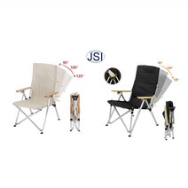 JSI - 피크닉 낚시 의자 릴렉스체어 레져 캠핑 의자 등받이 각도 조절 폴딩 체어 접이식 휴대용 야외 의자 대형, 카키색상