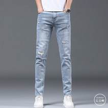 도오빠 남성 청바지 긴바지 면바지 데님 스트레이트 진 팬츠 연청 데미지 빈티지 스크래치 백 태그 패치 일자핏 남자 일자핏데님 일자청바지 바지