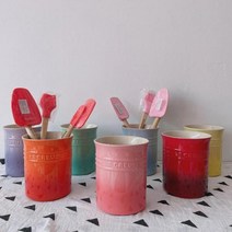 르크루제 조리도구통 도자기 수저통 1L, 핑크 딥삽
